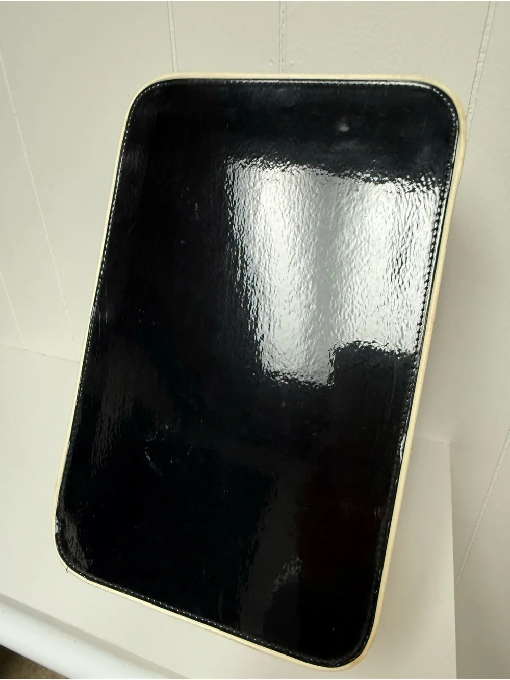 Vintage Lancôme Makeup Train Case | Black Cream Red | Eiffel Tower Zipper Charms